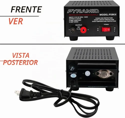 Vista 2 de Pyramid Pyramid PS8KX - Fuente de alimentación universal compacta de banco de 6 amperios regulada lineal para laboratorio doméstico, convertidor