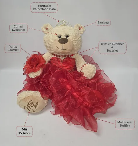 Vista 5 de KINNEX COLLECTIONS SINCE 1997 20" Quince Anos Quinceanera Last Doll Osito de peluche con vestido (pieza central) ~ ARC16832-4R (azul bebé)