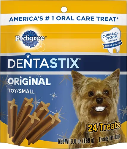 Vista 6 de Pedigree Dentastix - Juguete con sabor a carne de res, golosinas pequeñas para perros, 6 onzas, 24 golosinas