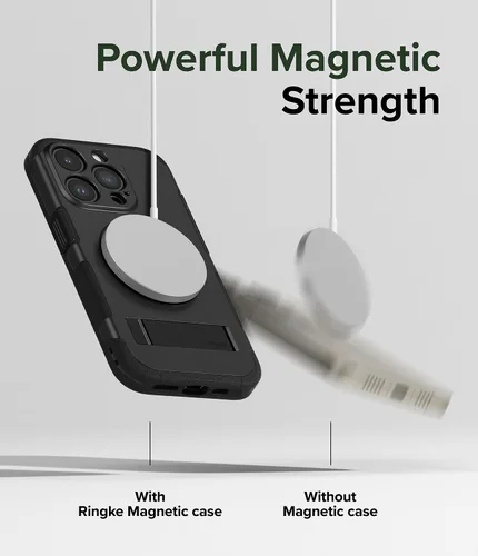 Vista 6 de Ringke - Funda para iPhone 15 Pro Max [todo negro] Compatible con MagSafe, funda protectora con soporte, imán potente, protección mejorada