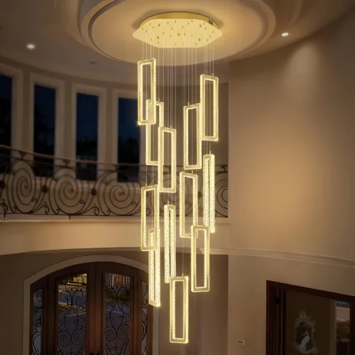 Vista 13 de ykolupty Moderno candelabro LED ajustable colgante negro lámpara colgante 3 luces rectangulares candelabros para cocina, escalera de isla comedor