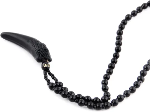 Vista 4 de BAVIPOWER Viking Wolf Fang Collar de obsidiana Bravety Potente Protección Amuleto Accesorio Regalo para Hombre y Niños