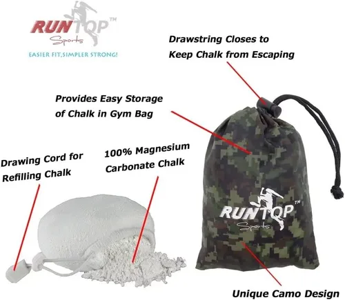 Vista 2 de RUNTOP Bolsa de tiza recargable de carbonato de magnesio de 2.4 onzas para levantamiento de pesas, entrenamiento de fitness, gimnasia, escalada