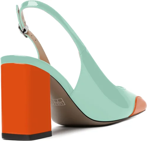 Vista 5 de MODENCOCO Zapatos de tacón alto con hebilla para mujer, con puntera cuadrada, cómodos, a la moda, con tacón alto, 3.3 pulgadas