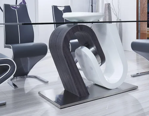 Vista 5 de Global Furniture USA Mesa de comedor con base gris y blanca Gris- blanco