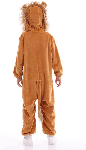 Vista 5 de Disfraz unisex de animales para niños, pijama de animales con capucha de felpa, para Halloween, carnaval, animal, para niños y niñas