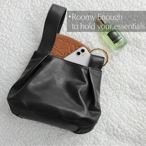 Vista 4 de Bolso de mano para mujer, de piel vegana, suave, con asa superior, bolso pequeño