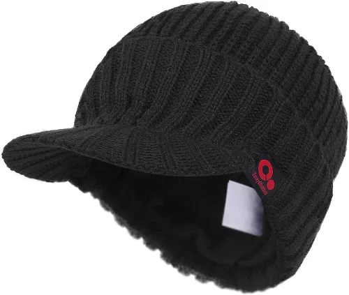 Vista 2 de Janey&Rubbins - Gorro de punto con visera para hombre, con forro polar