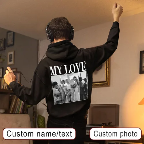 Vista 10 de Sudaderas con capucha personalizadas diseñan el tuyo propio, retrato de camisa de la foto, regalos personalizados para el día de San Valentín