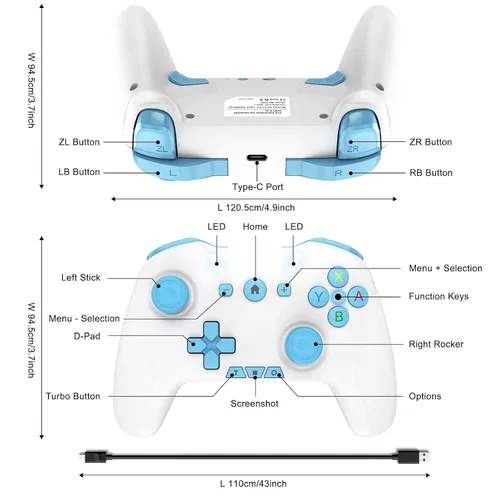 Vista 8 de Controlador Bluetooth compatible con Windows 7 8 10PCiOSAndroidSwitchSteamOLED consola de juegos control remoto inalámbrico Pro Dual Shock