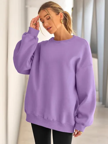 Vista 3 de EFAN - Sudaderas extragrandes para mujer, de vellón con capucha y cuello redondo, suéteres informales y cómodos, ropa de moda para otoño