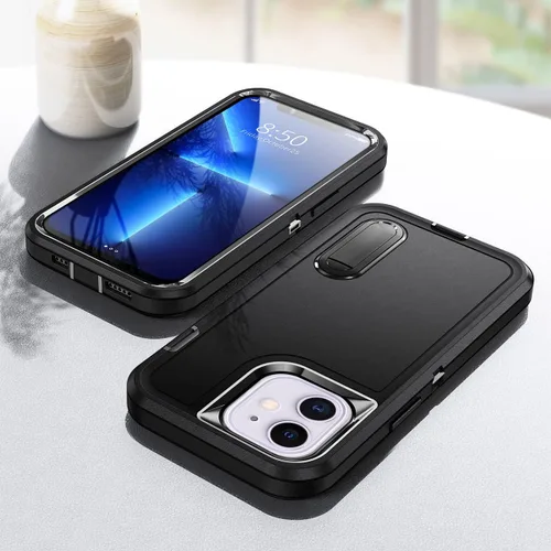Vista 6 de Funda personalizada para iPhone 11, funda con soporte integrado y soporte, protección resistente a los arañazos, funda de fotos personalizada, haz