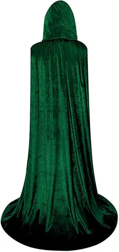 Vista 3 de Unisex Full Length Hooded Robe Cloak Long Velvet Cape Cosplay Costume