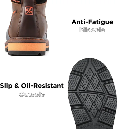 Vista 5 de SUREWAY Botas de trabajo impermeables de 6 pulgadas para hombres, de cuero Puntera Compuesta Impermeable Marrón