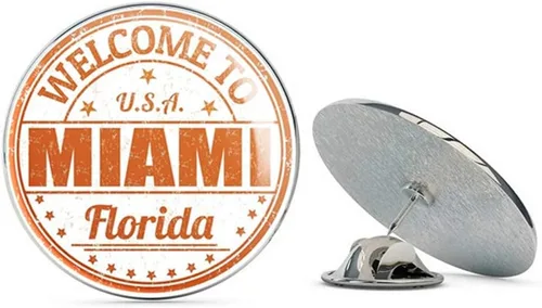 Vista 2 de Miami Florida USA - Pin de solapa redondo de metal de 0.7in