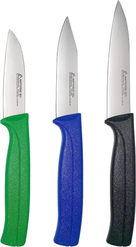 Vista 2 de MATTSTONE HILL - Juego de cuchillos de cocina para pelar, acero alemán, negro, azul, verde, rojo