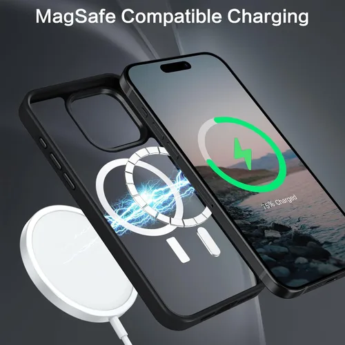 Vista 2 de BENTOBEN Funda magnética para iPhone 15 Pro Max, compatible con MagSafe, translúcida mate, esmerilada, antihuellas, delgada, a prueba de golpes