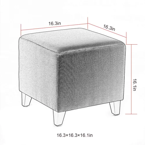 Vista 3 de Adeco Simple British Style Cube Reposapiés otomano banco reposapiés, 16x16x16, azul