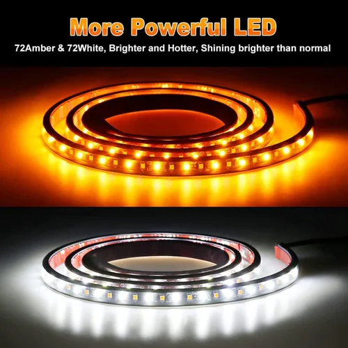 Vista 9 de SOCAL-LED LIGHTING Tira de luz LED para estribo de camión DRL, patada lateral conmutada de 60" (150cm) 12V, luces de giro intermitentes secuenciales