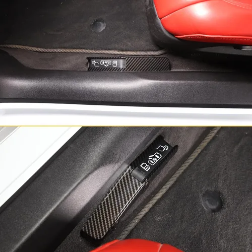 Vista 7 de Cubierta de interruptor de apertura forzada para puerta compatible con Chevrolet Corvette C8 2020-2023, plástico ABS patrón de fibra de carbono