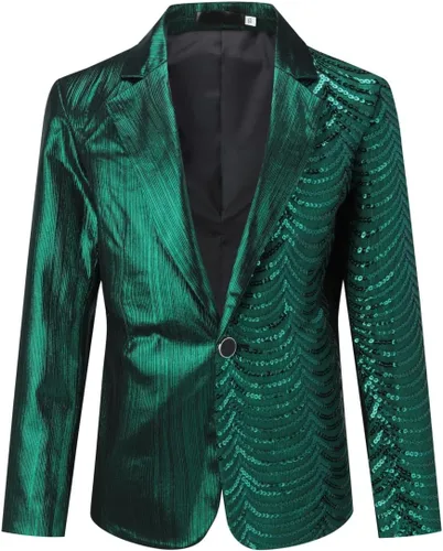 Vista 2 de Boyland Traje de esmoquin de 2 piezas para niños, con lentejuelas brillantes, solapa de pico y pantalones ajustados para fiestas