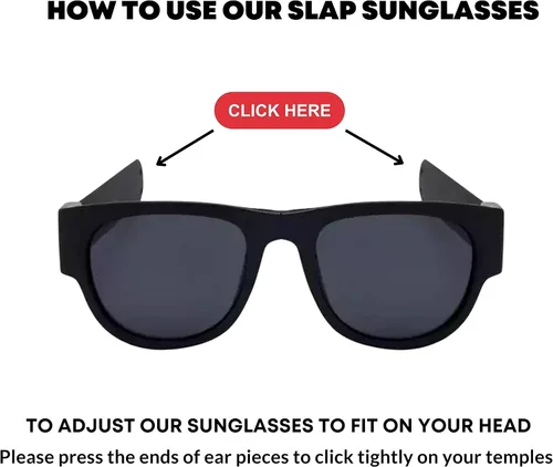 Vista 3 de PCShop888 - Gafas de sol plegables Negro diseño creativo con rollo y clip en pulsera para hombres mujeres y niños protección UV 400 Embalado en una