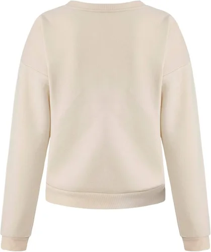Vista 4 de Sudadera de manga larga con cuello redondo para mujer, ajuste holgado, talla grande, estilo túnica, beige f, M
