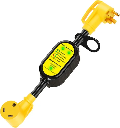 Vista 7 de EyGde Adaptador de 50 amperios a 15 amperios 110 RV – Adaptador de corriente patentado 4200J con protector de sobretensiones – Analizador