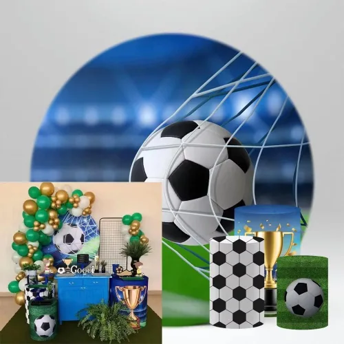 Vista 2 de NO182 Pedestal de fútbol deportivo para fiesta de cumpleaños, decoración de baby shower, cilindro, zócalo de fotografía, bautismo, accesorios