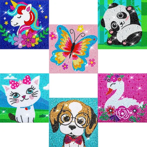 Vista 17 de QEUOYSS Kits de arte de diamantes 5D para niños principiantes, kits fáciles de artes y manualidades para niños de 8 a 12 años, juego de manualidades