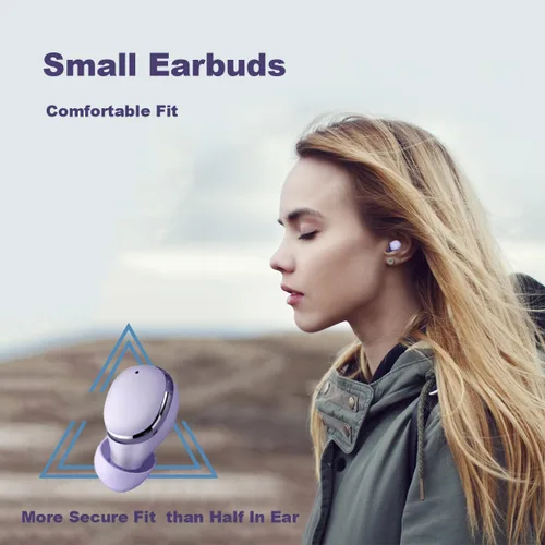 Vista 4 de Xmenha Auriculares inalámbricos pequeños para canales auditivos pequeños, auriculares azules más pequeños, auriculares Bluetooth micro pequeños