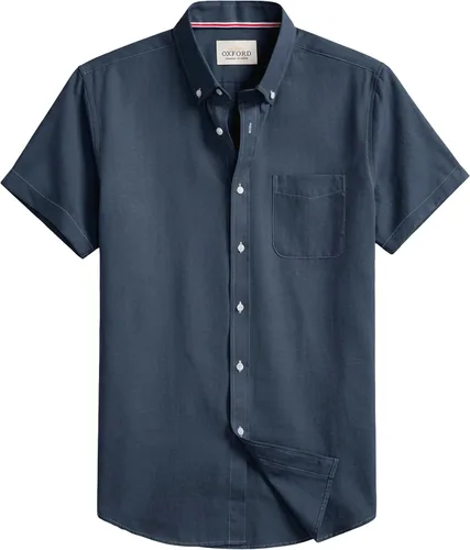 Vista 14 de Camisa Oxford para hombre de manga corta de ajuste normal, camisa casual con botones y bolsillo