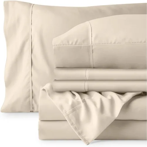 Vista 7 de Bare Home Juego de sábanas 1800 ultra suaves con 4 fundas de almohada