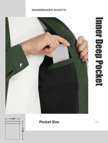 Vista 5 de MAGNIVIT Chaquetas ligeras para hombre, cortavientos ligeros, con cremallera completa, elegante, abrigo de golf, negocios, trabajo, vestido casual