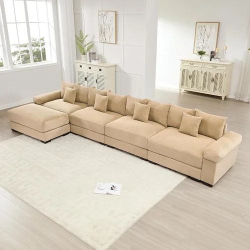 Vista 81 de ODUSE-DAILY Sofá modular de gran tamaño de 117.3 pulgadas, sofás modulares grandes de pana para sala de estar, sofás de 3 plazas, moderno juego