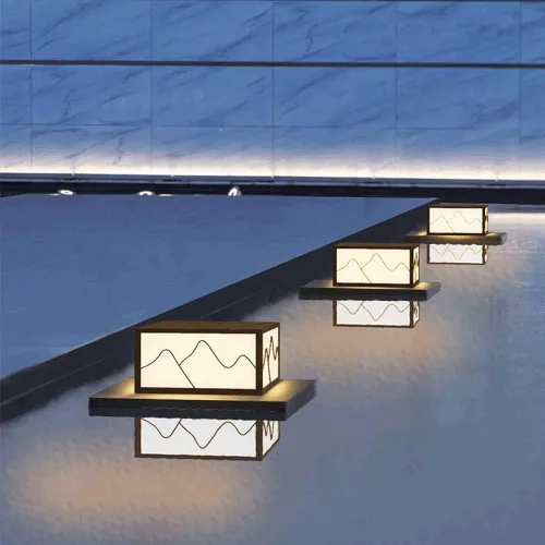 Vista 3 de Luces de poste al aire libre, lámpara solar LED para postes al aire libre, impermeable, luz de jardín moderna, cuadrada, acero inoxidable, lámpara