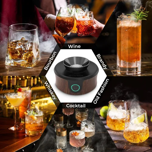 Vista 8 de Kit de ahumador de whisky eléctrico con antorcha, los mejores regalos de whisky para hombres, 6 astillas de madera – Infundir ricos sabores ahumados