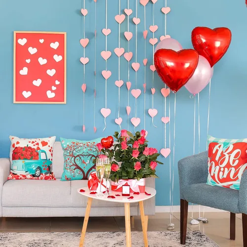 Vista 6 de Tatuo 8 fundas de almohada de San Valentín, fundas de almohada de corazón de 18 x 18 pulgadas, fundas de cojín decorativas, regalo de San Valentín
