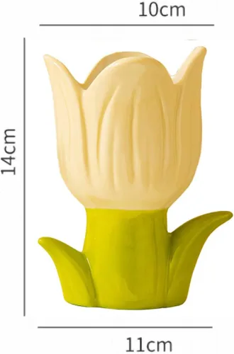 Vista 2 de WAIT FLY Soporte para cepillos de dientes con forma de flor, decoración de baño, soporte para cepillos de dientes tulipán