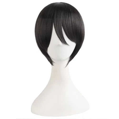 Vista 5 de MapofBeauty 20 pulgadas/19.7 in doble cola recta pelo Cosplay pelucas (negro)