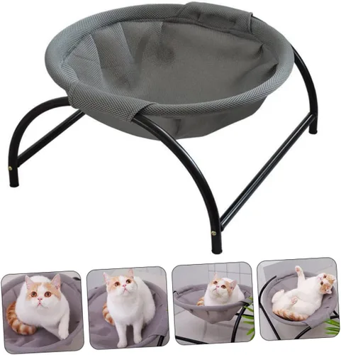Vista 8 de Cama elevada para gatos con malla transpirable para uso en interiores y exteriores, diseño resistente para mayor comodidad
