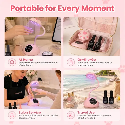Vista 6 de Beetles - Lámpara de uñas con cuello de cisne (36 mW/cm², inalámbrica, UV, 36 mW/cm²) Rechargeable 2000mAh UV Light for Gel Nails Press on Nails
