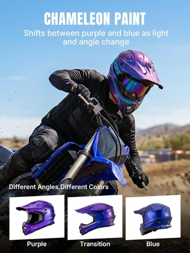 Vista 2 de OUMURS DOT Adult ATV Dirt Bike Helmet with Goggles Gloves & Mask Adjustable Sun Visor Motorcycle Adults Helmet Off-Road Motocross Downhill Moped MX