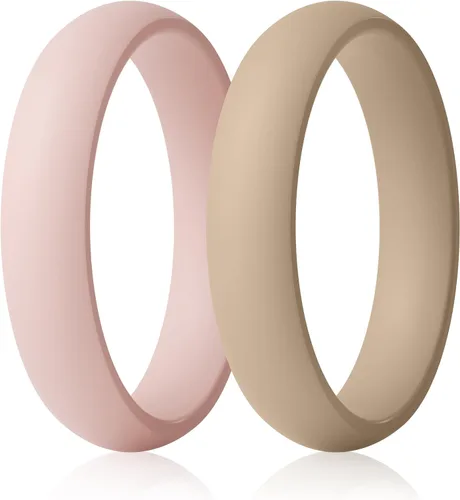 Vista 21 de ThunderFit Anillos de aniversario de silicona para mujer, 5.5 mm de ancho, 2 mm de grosor, bandas de goma de boda, paquete múltiple variado 1-12