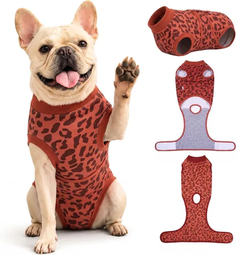 Vista 17 de PetWarm Traje de cirugía para perros, traje de recuperación quirúrgica para perros hembras y hombres, mameluco para perros, camisa de recuperación