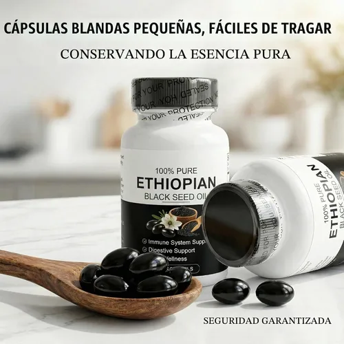 Vista 7 de Aceite de semilla negra etíope, prensado en frío, 60 cápsulas