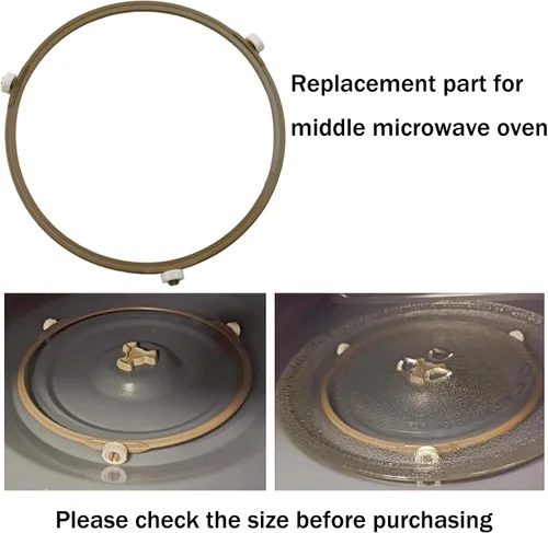 Vista 6 de Paquete de 2 anillos giratorios de microondas de 7.5 pulgadas, rodillo giratorio para horno microondas, bandeja de placa de vidrio medio, anillo