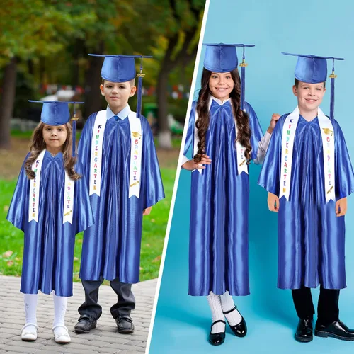 Vista 6 de Foaincore Juego de vestido de graduación de preescolar y jardín de infantes con borla impresa con dije 2022 para regalo de graduación para niños