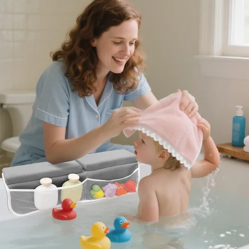 Vista 4 de Roslim Juego de rodilleras y coderas de baño, paquete de tapetes de baño suaves de secado rápido, almohadillas de espuma antideslizantes y duraderas