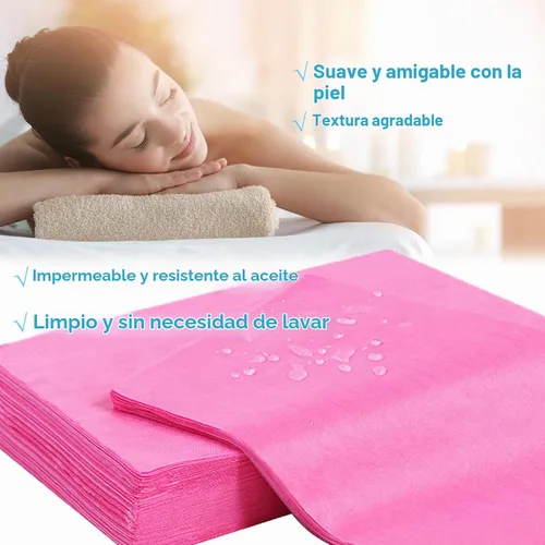 Vista 2 de 100 sábanas para mesa de masaje, 31 x 71 pulgadas, impermeables, desechables, de tela no tejida, funda protectora transpirable para terapia